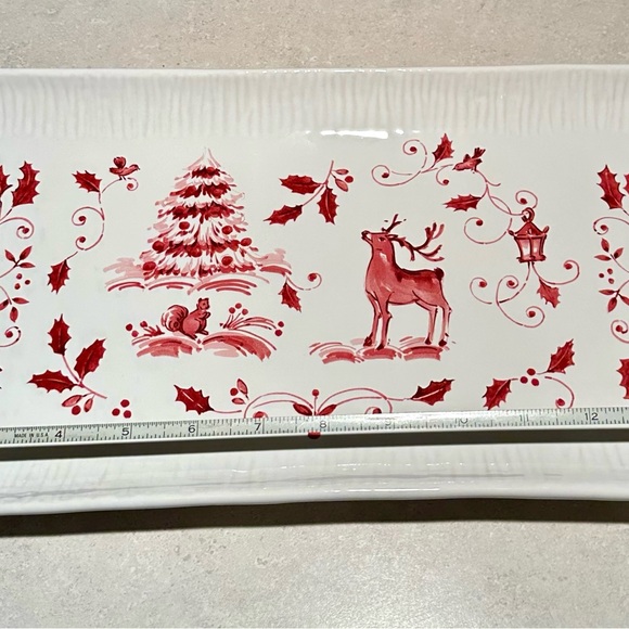 Christmas Tree and Reindeer Italian stoneware Serving PlatterLarge 15in. - Picture 5 of 5